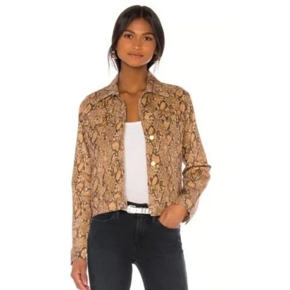 Linear Button Front Jacket Snakeskin Lace Print W… - image 1